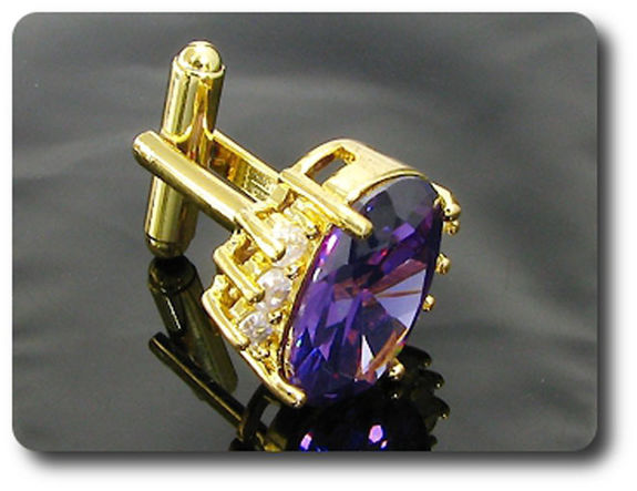 2x18mm Simulated Amethyst Cufflink