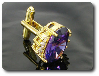 2x18mm Simulated Amethyst Cufflink