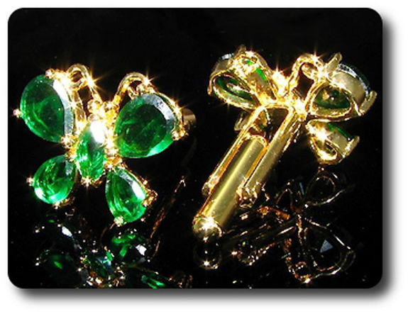 10x9~6mm Green Emerald Cufflink