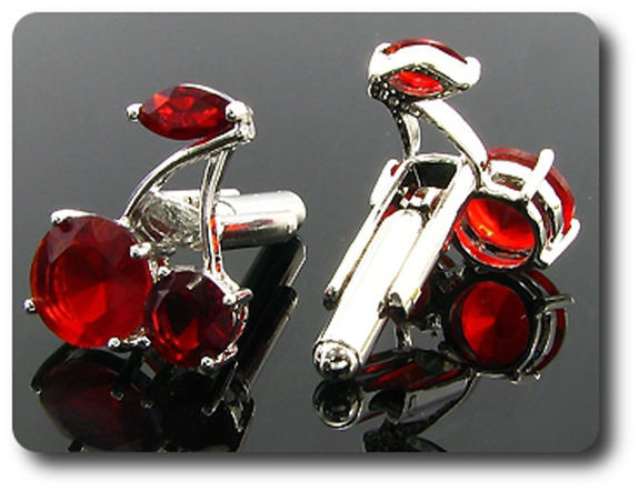 6x10~7mm Simulated Ruby Cherries Cufflink