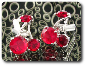 6x10~7mm Simulated Ruby Cherries Cufflink