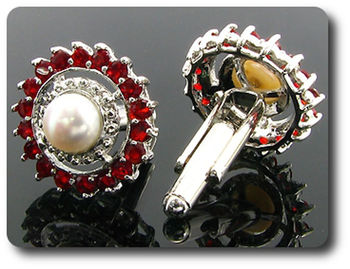 36x3 mm Ruby & White Pearl Cufflink