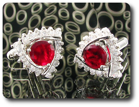 2x8 mm Red Ruby Cufflink