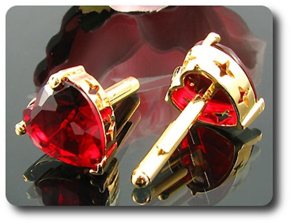 1x18 mm Red Ruby Cufflink for women