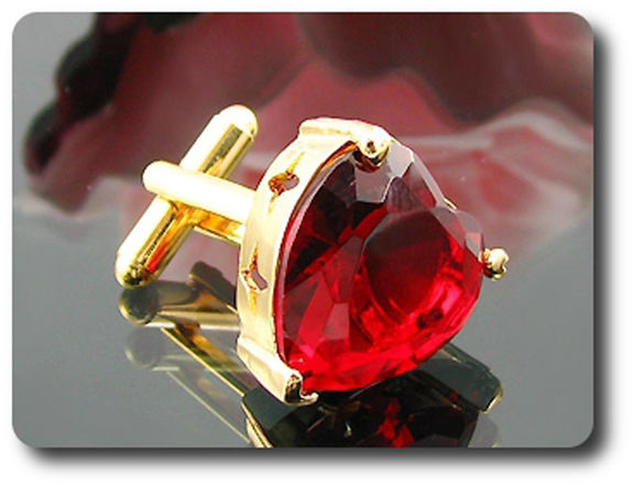 1x18 mm Red Ruby Cufflink for women