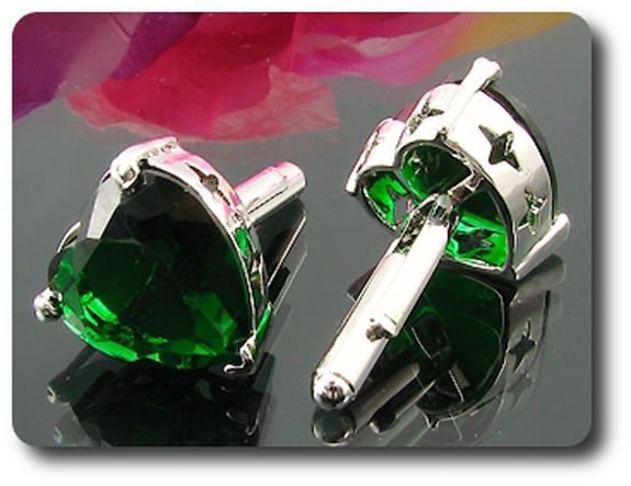 1x18mm Green Emerald Cufflink for women