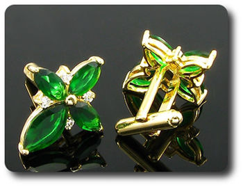 4x10~15mm Green Emerald Cufflink for women