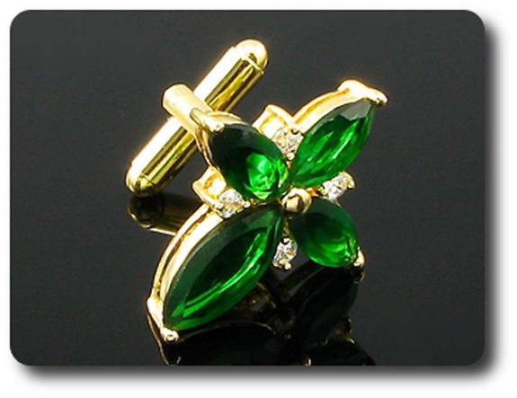 4x10~15mm Green Emerald Cufflink for women
