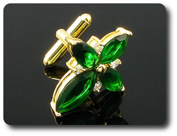 4x10~15mm Green Emerald Cufflink for women
