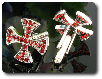 50x2mm Simulated Red Ruby Cufflink