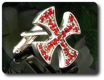 50x2mm Simulated Red Ruby Cufflink