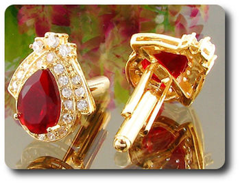 2x14mm Red Ruby Cufflink for women