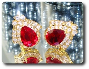 2x14mm Red Ruby Cufflink for women