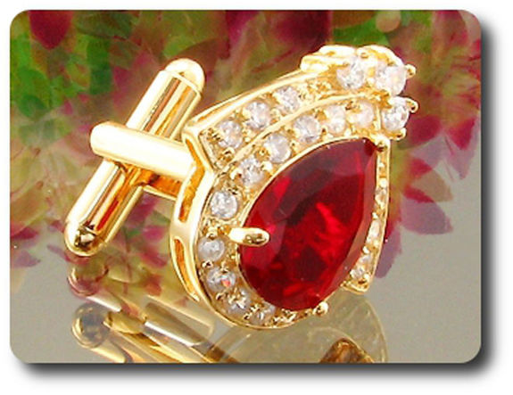 2x14mm Red Ruby Cufflink for women