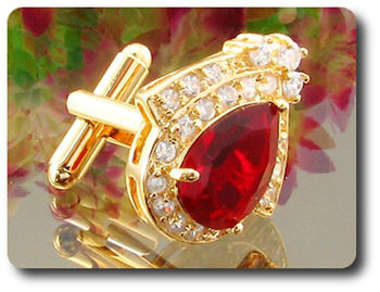 2x14mm Red Ruby Cufflink for women