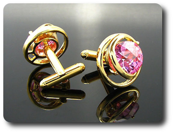 2x14mm Pink Sapphire Cufflink for women