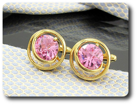 2x14mm Pink Sapphire Cufflink for women