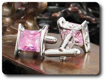 2x10mm Pink Sapphire Cufflink for women