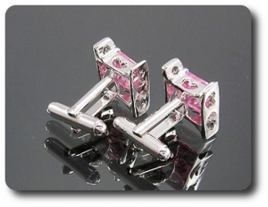 2x10mm Pink Sapphire Cufflink for women