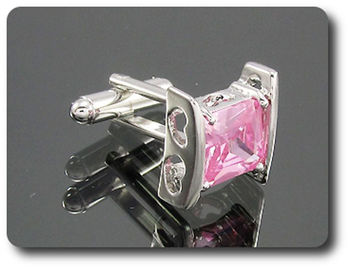 2x10mm Pink Sapphire Cufflink for women