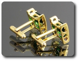2x10mm Green Emerald Cufflink for women