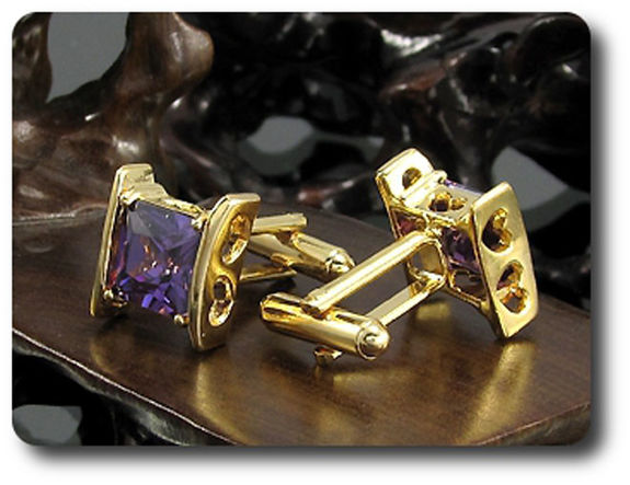 2x10mm Purple Amethyst Cufflink for women