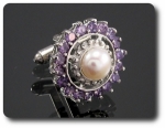 36x3 mm Amethyst & White Pearl Cufflink