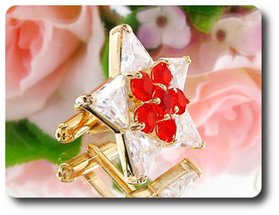 10x5mm Red Ruby Cufflink for women