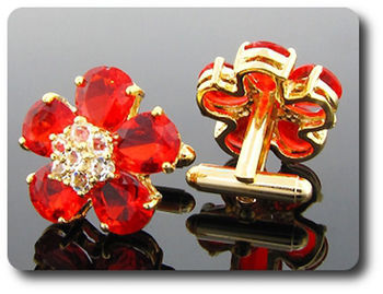 10x10mm Red Ruby Cufflink for women