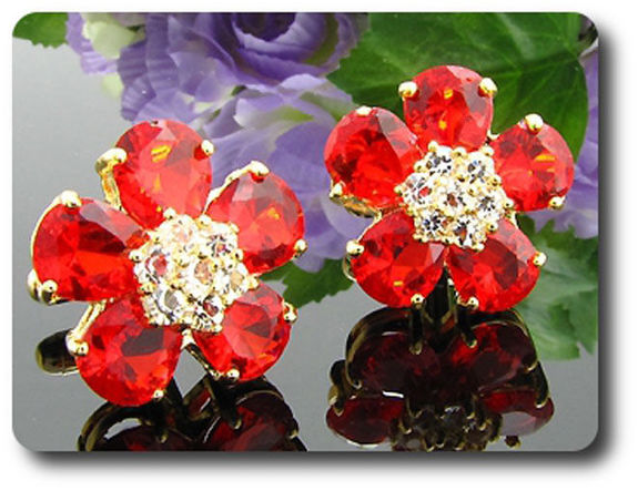 10x10mm Red Ruby Cufflink for women