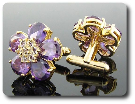 10x10mm Purple Amethyst Cufflink for women