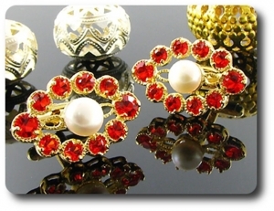 20x6-5 mm Red Ruby & White Pearl Cufflink for women
