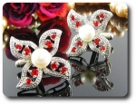16x3 mm Red Ruby & White Pearl Cufflink for women
