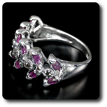 BAGUE RUBIS & MARCASSITE