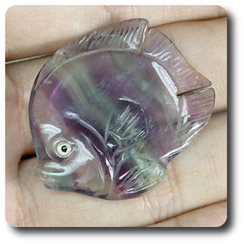 44,11 cts CARVED FISH FLUORITE PENDANT