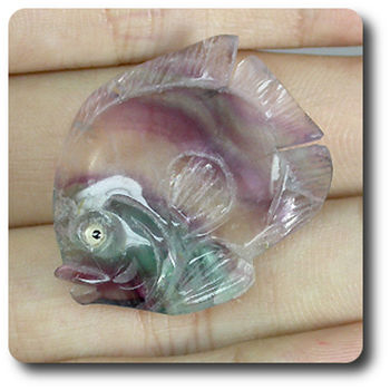 34.71 cts CARVED FISH FLUORITE PENDANT