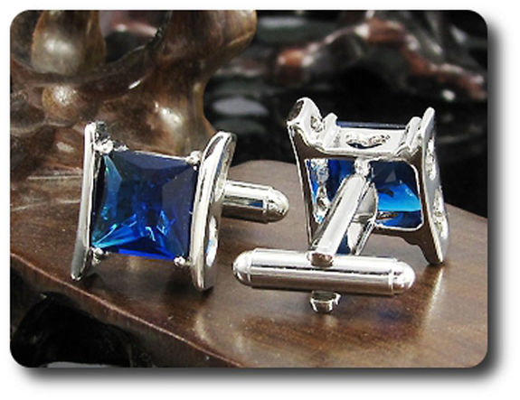 2x10 mm Blue Sapphire Cufflink for women