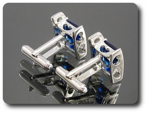 2x10 mm Blue Sapphire Cufflink for women