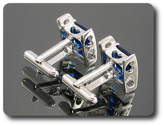 2x10 mm Blue Sapphire Cufflink for women