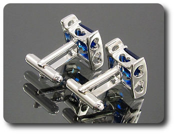 2x10 mm Blue Sapphire Cufflink for women