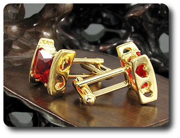 2x10 mm Red Ruby Cufflink for women