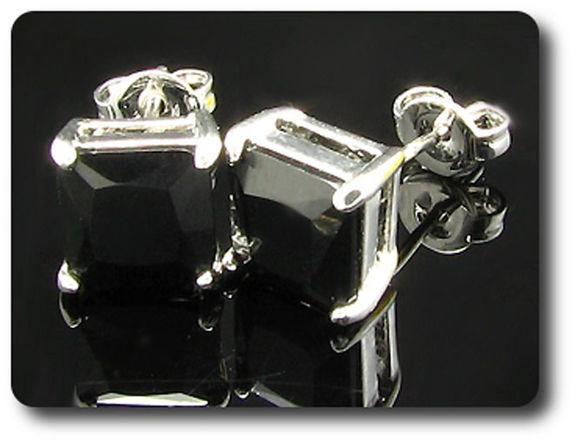 2x7mm Black Sapphire Earrings