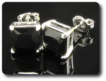 2x7mm Black Sapphire Earrings