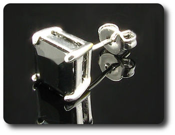 2x7mm Black Sapphire Earrings