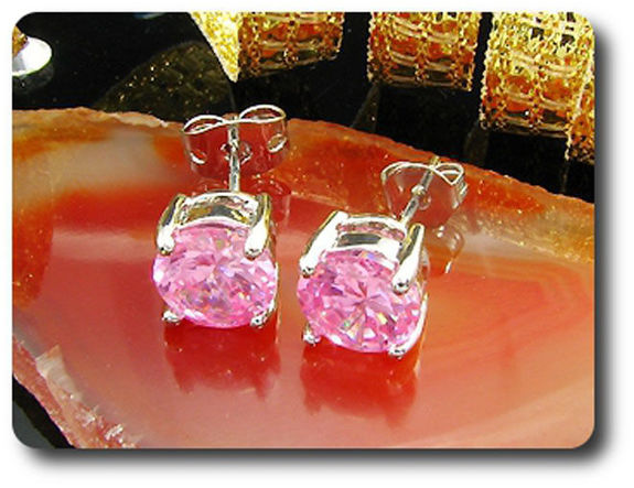 BOUCLES D'OREILLE SAPHIR ROSE