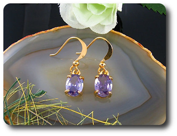 2x8mm Purple Amethyst Earrings