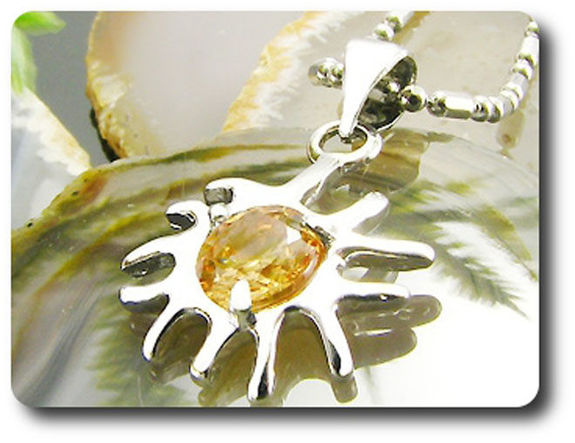 6 mm Orange Sapphire Pendant