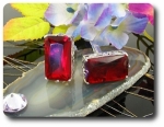 2x20mm Simulated Red Ruby Cufflink