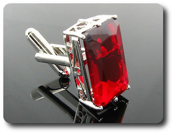 2x20mm Simulated Red Ruby Cufflink