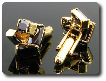 4x10mm Simulated Black Sapphire Cufflink